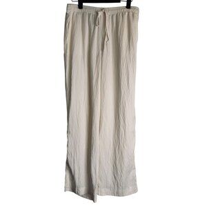 ZARA Medium Womens Off White Wide-Leg Pants Drawstring Waist Lyocell Blend